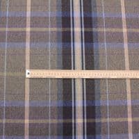 Fire Retardant Wool Like Tweed Check Upholstery Fabric - Grey Blue Purple