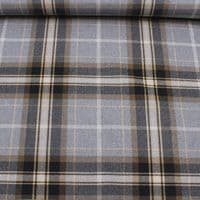 Fire Retardant Wool Like Tweed Check Upholstery Fabric - Grey Brown