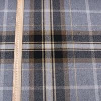 Fire Retardant Wool Like Tweed Check Upholstery Fabric - Grey Brown