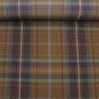 Fire Retardant Wool Like Tweed Check Upholstery Fabric - Moss Green Purple