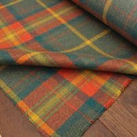 Fire Retardant Wool Like Tweed Check Upholstery Fabric - Orange Green Yellow