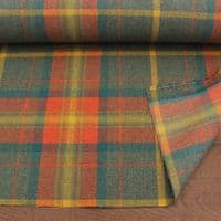 Fire Retardant Wool Like Tweed Check Upholstery Fabric - Orange Green Yellow