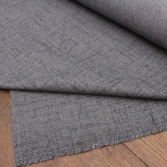 Fire Retardant Wool Like Tweed Upholstery Fabric - Dark Grey