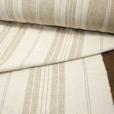 French Farmhouse Hemp Stripe Fabric  Natural