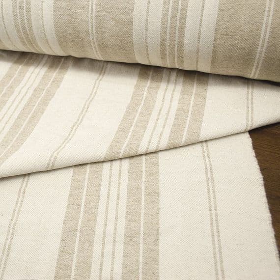 French Farmhouse Hemp Stripe Fabric – Natural