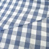 French Washed Cotton Fabric - Gingham Check Denim Blue