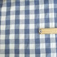 French Washed Cotton Fabric - Gingham Check Denim Blue