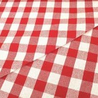 French Washed Cotton Fabric - Gingham Check Red