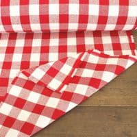 French Washed Cotton Fabric - Gingham Check Red