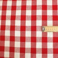 French Washed Cotton Fabric - Gingham Check Red
