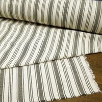 French Washed Cotton Fabric -  Irregular Stripe Khaki