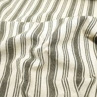 French Washed Cotton Fabric -  Irregular Stripe Khaki