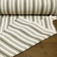 French Washed Cotton Fabric -  Irregular Stripe Khaki