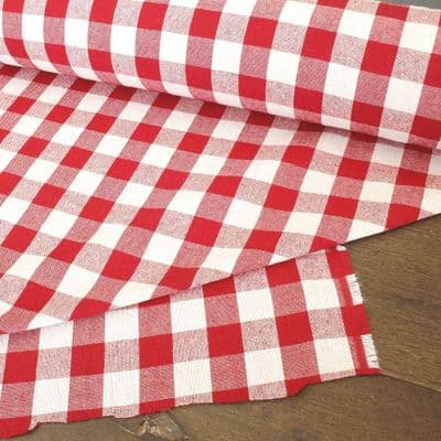 French Washed Cotton Gingham Check Red