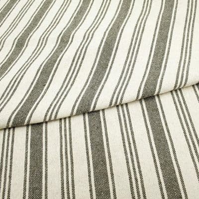 French Washed Cotton  Irregular Stripe Khaki