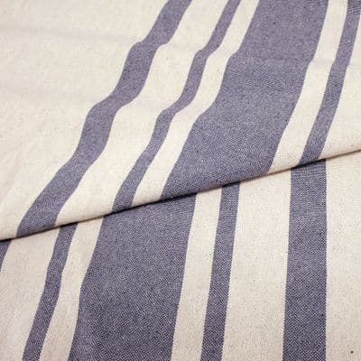French Washed Cotton  Mixed Stripe Denim