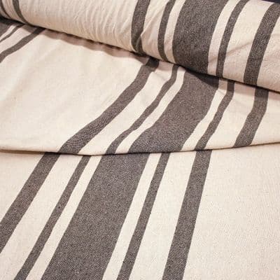 French Washed Cotton  Mixed Stripe Khaki