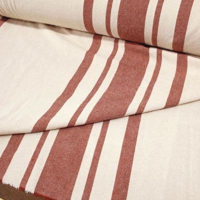French Washed Cotton  Mixed Stripe Terracotta