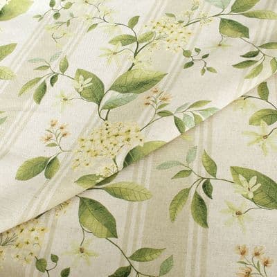 iLiv Hydrangea Leaf Sage Cotton Linen Curtain Fabric