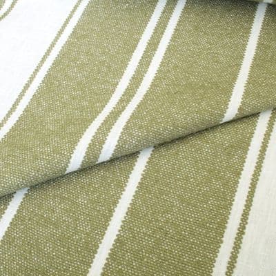 iLiv Lynton Olive  Rustic Raised Woven Stripe Fabric