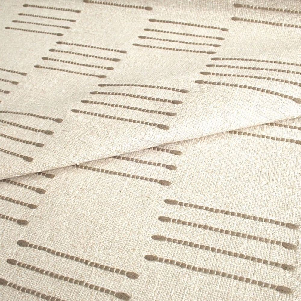 iLiv Onda Rustic Embroidered Cotton Polyester Fabric - Linen