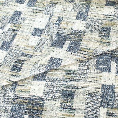 iLiv Terrana Prussian  – Textured Patchwork Woven Upholstery Fabric