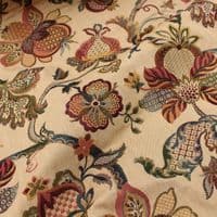 Jacobean Heritage Bloom Jacquard  Upholstery Fabric  - Beige