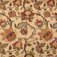 Jacobean Heritage Bloom Jacquard  Upholstery Fabric  - Beige