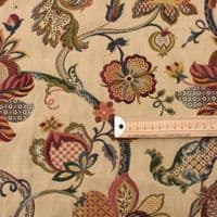 Jacobean Heritage Bloom Jacquard  Upholstery Fabric  - Beige