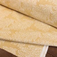 Kensington Ochre Leaf Jacquard Woven Polyester Cotton Fabric