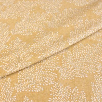 Kensington Ochre Leaf Jacquard Woven Polyester Cotton Fabric