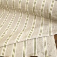 Linen Fabric Olive Green Stripe