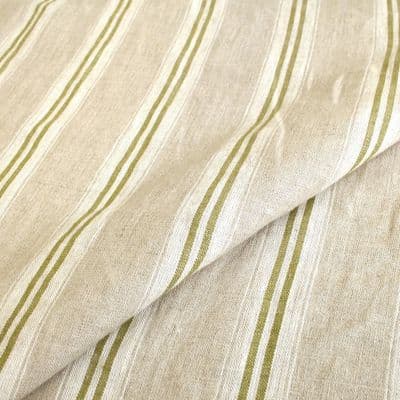 Linen Fabric Olive Green Stripe
