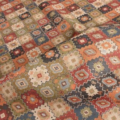 Linen Look Cotton Fabric Antalya Patchwork Kilim