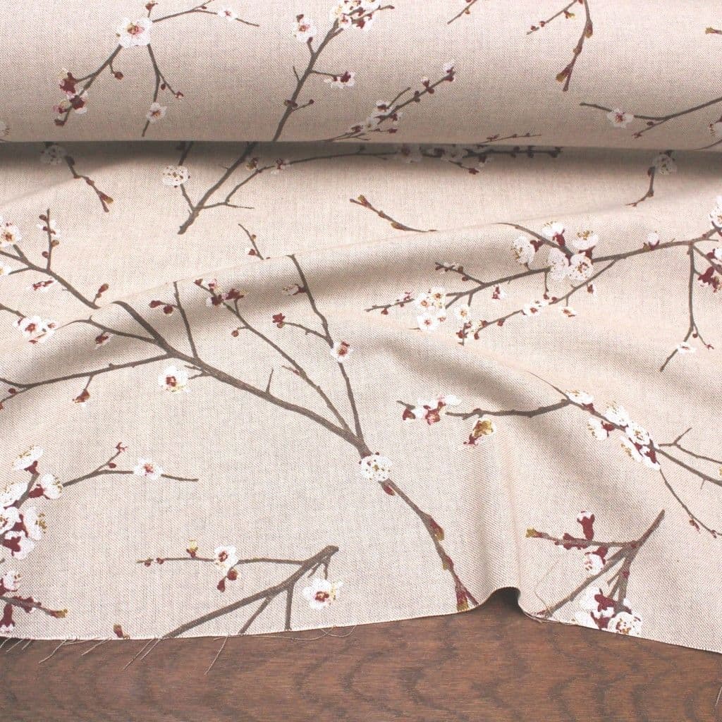 Linen Look Cotton Fabric Japanese Blossom
