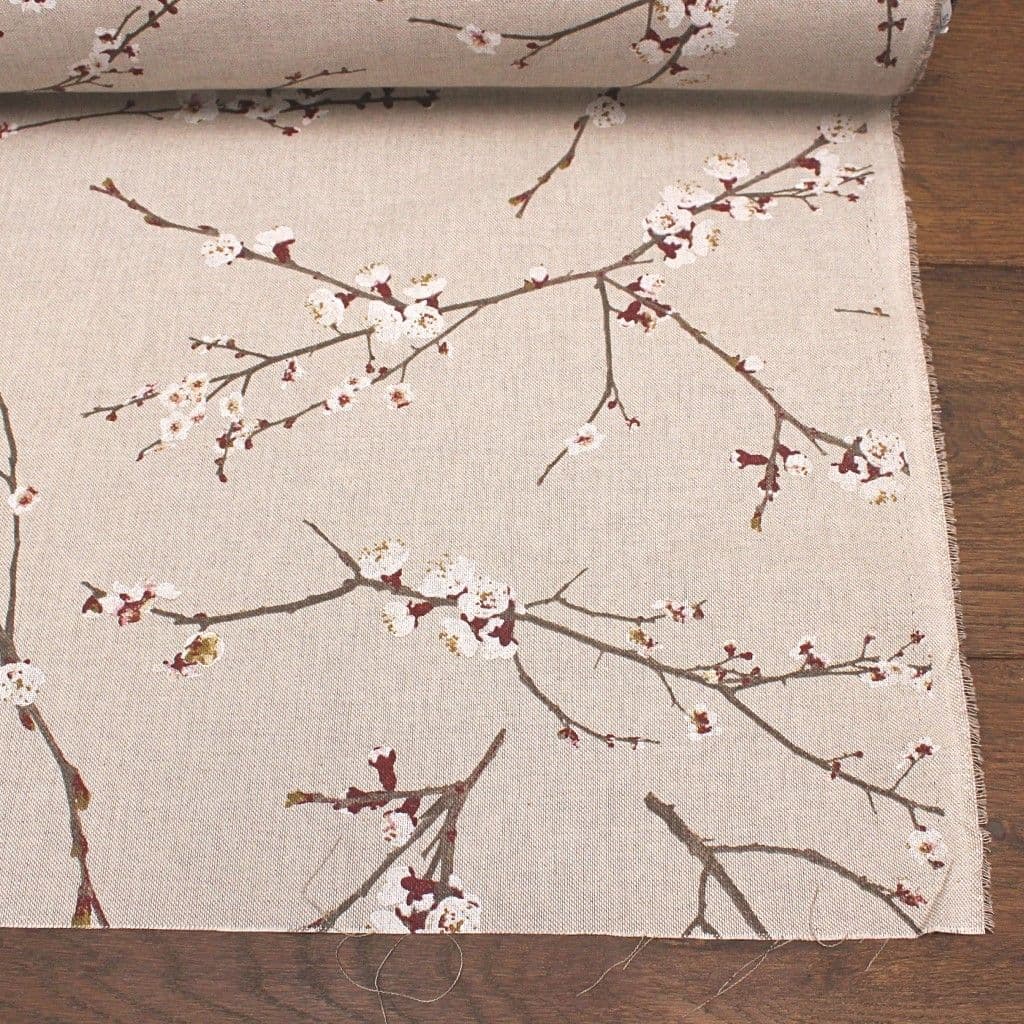 Linen Look Cotton Fabric Japanese Blossom