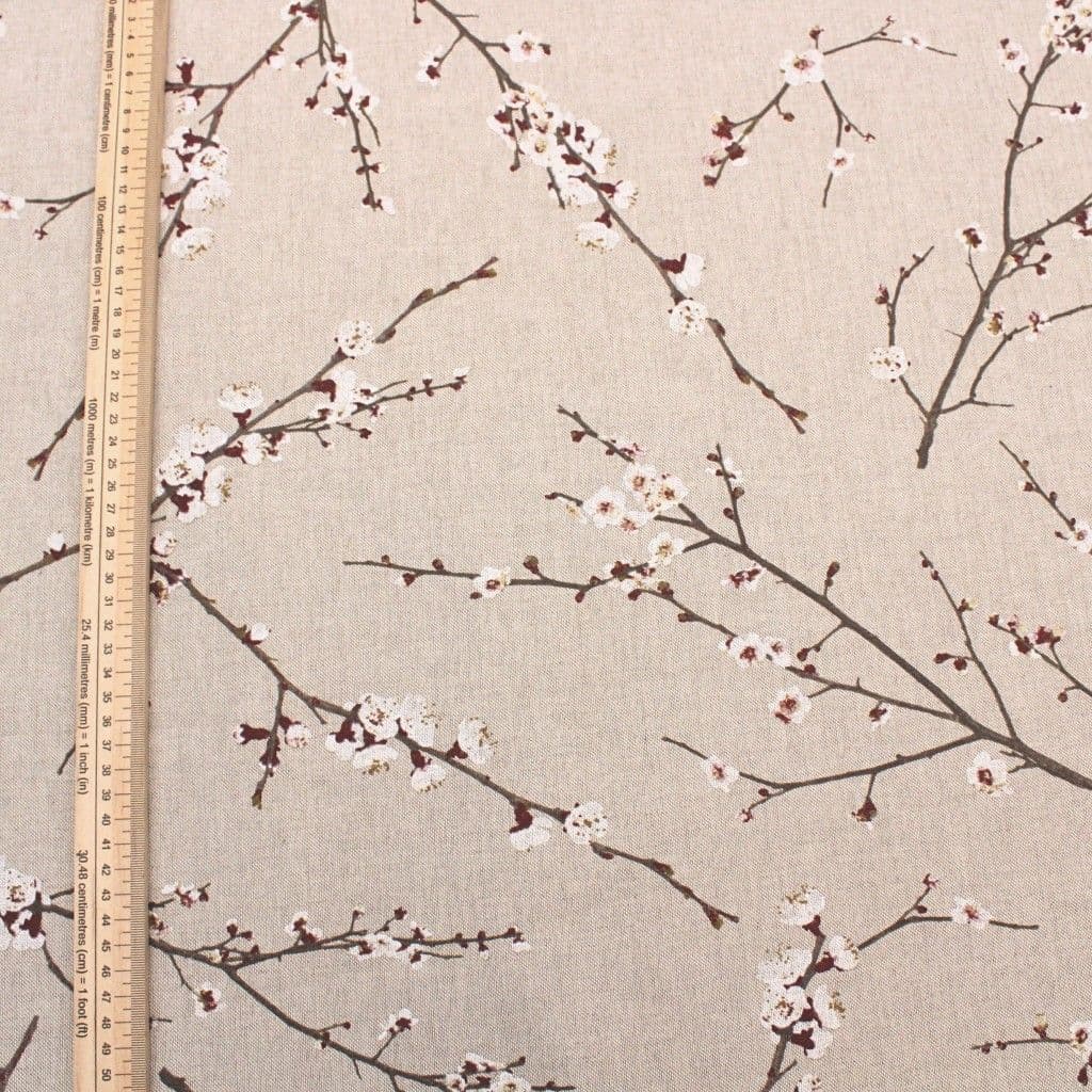 Linen Look Cotton Fabric Japanese Blossom