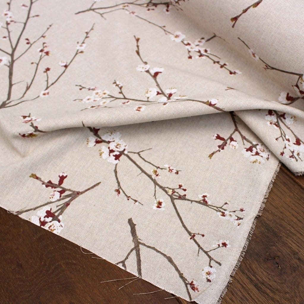 Linen Look Cotton Fabric Japanese Blossom