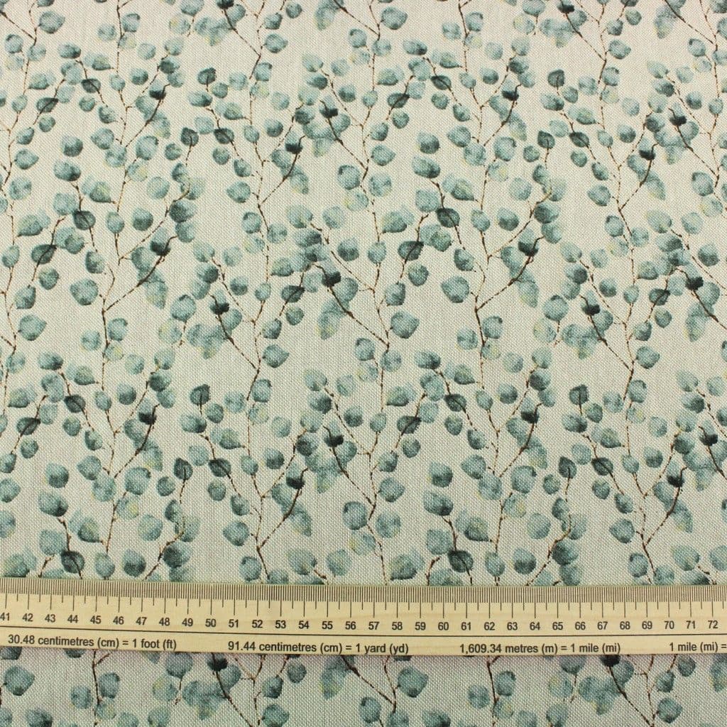 Linen Look Cotton Fabric Little Eucalyptus Leaves