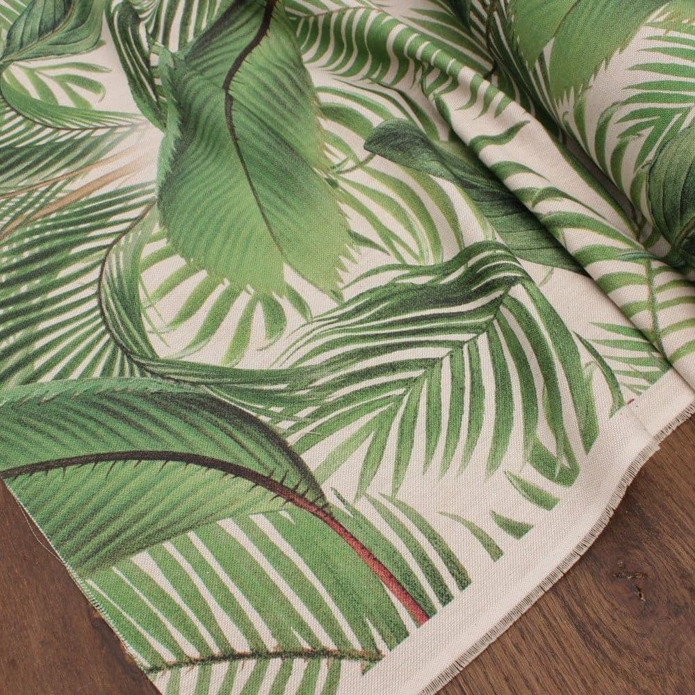 Linen Look Cotton Fabric Palm Leaf Jungle