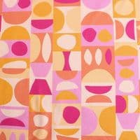 Linen Look Cotton Fabric Retro Sunburst Shapes