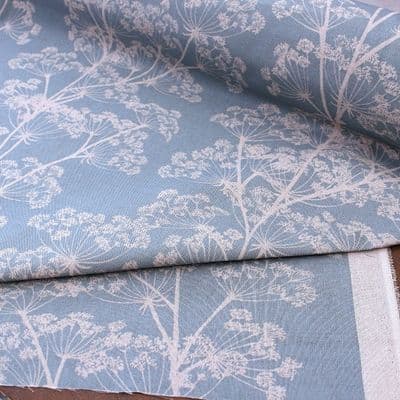 Linen Look Curtain Fabric Cow Parsley Sky Blue