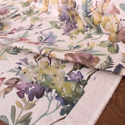 Linen Look Curtain Fabric Wildflower Bloom