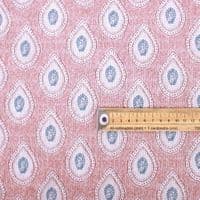 Linen Look Teardrop Buta - Soft Red Teal