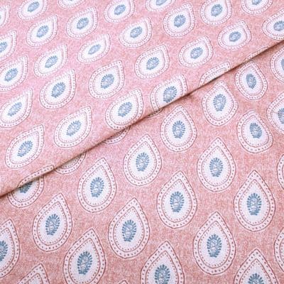 Linen Look Teardrop Buta - Soft Red Teal