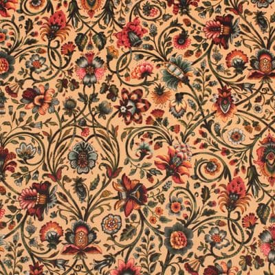 Mallion & Knowles Velvet Upholstery Fabric Baroda Scarlet Gold