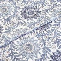 Oakmere Folk-Art Floral Curtain Fabric - Cornflower Blue
