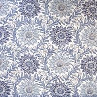 Oakmere Folk-Art Floral Curtain Fabric - Cornflower Blue