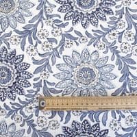 Oakmere Folk-Art Floral Curtain Fabric - Cornflower Blue