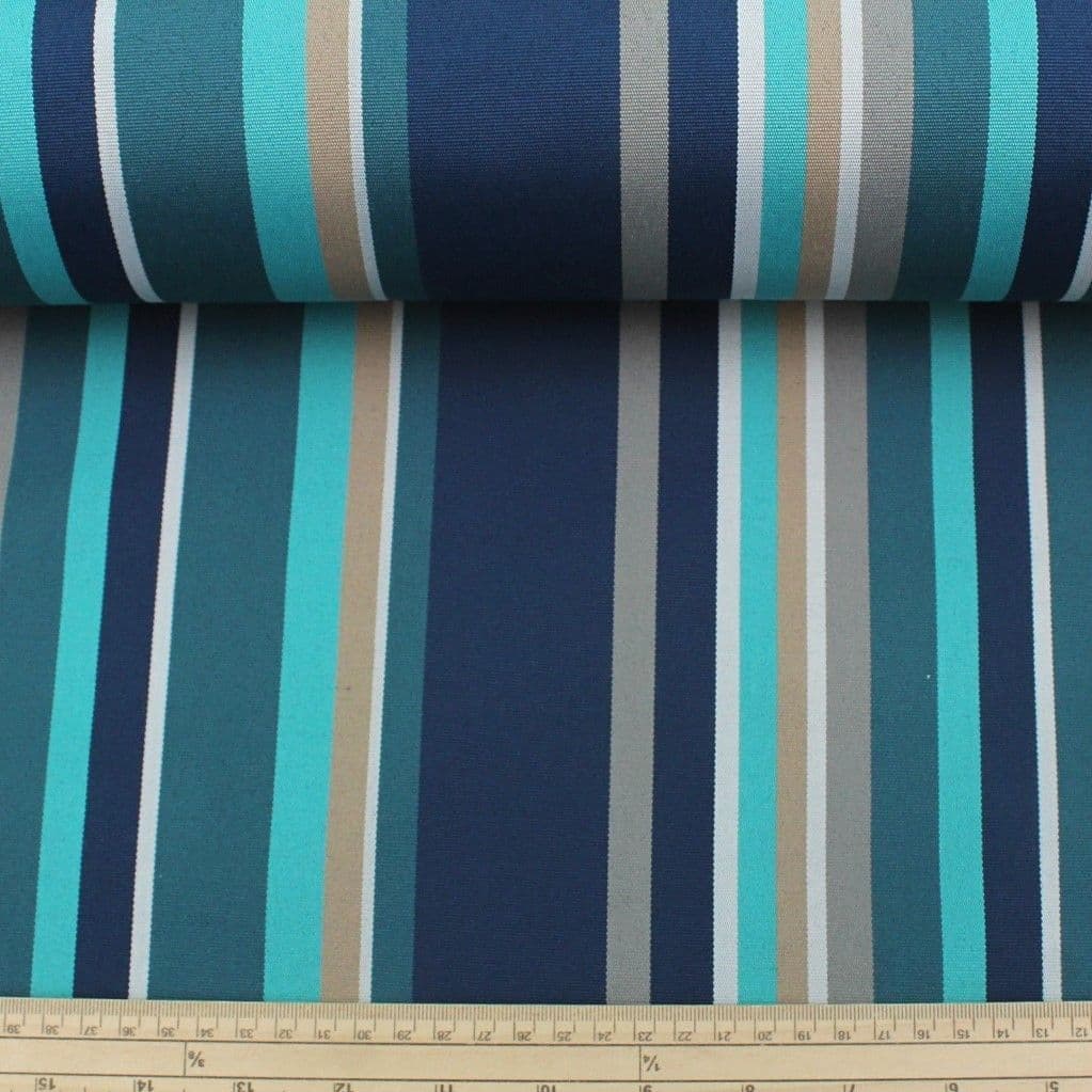 Outdoor Upholstery Fabric Blue Stripes Whitely Bay